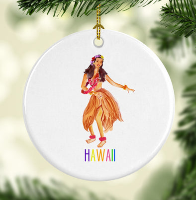 Iconic Hawaiian Hula Dancer Porcelain Ornament