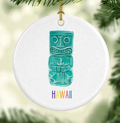 Iconic Hawaiian Tiki Porcelain Ornament