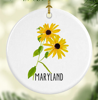 Iconic Maryland Black Eyed Susan Porcelain Ornament