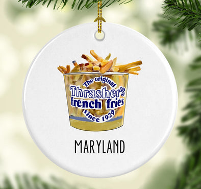 Iconic Maryland Thrasher's French Fries Porcelain Ornament
