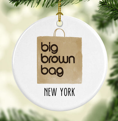 Iconic New York Bloomingdale's Big Brown Bag Porcelain Ornament