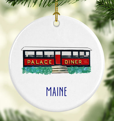 Iconic Maine Palace Diner Round Porcelain Ornament