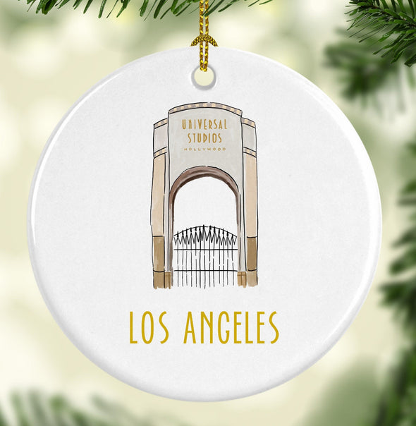 Iconic Los Angeles Universal Studios Round Porcelain Ornament