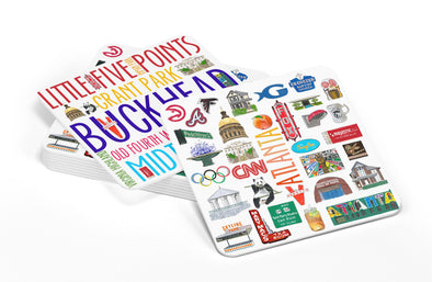 Iconic Atlanta, Georgia Watercolor Paper Coasters - Set of 10