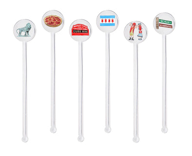 Iconic Chicago, Illinois Swizzle Sticks - Set of 12