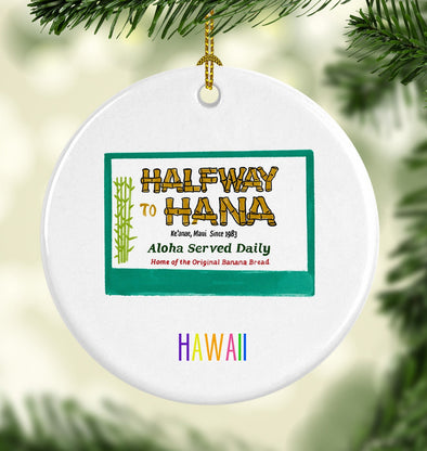 Iconic Hawaii Halfway to Hana Porcelain Ornament