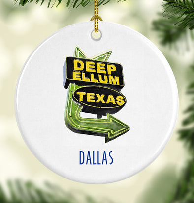 Iconic Dallas, Texas Deep Ellum Porcelain Ornament