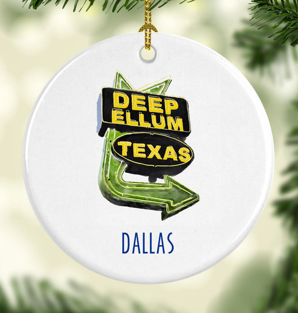 Iconic Dallas, Texas Deep Ellum Porcelain Ornament