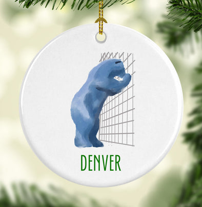Iconic Denver Colorado Big Blue Bear Porcelain Ornament