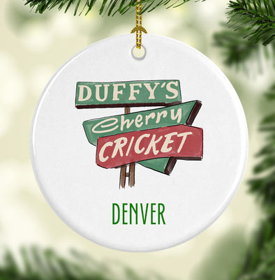 Iconic Denver Cherry Cricket Porcelain Ornament