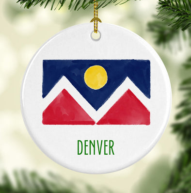 Iconic Denver Flag Porcelain Ornament