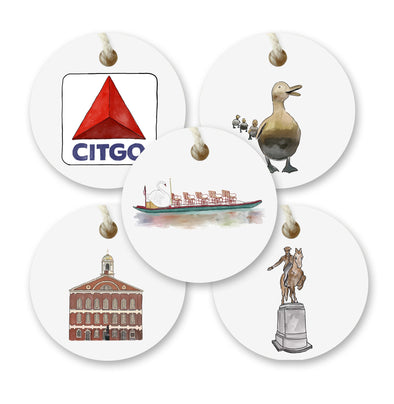 Iconic Boston, Massachusetts Watercolor Gift Tags - Set of 10