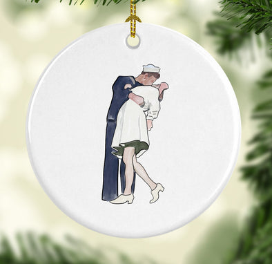 Iconic Kissing Sailor Porcelain Ornament