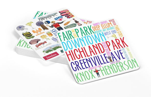 Iconic Dallas, Texas Watercolor Paper Coasters - Set of 10