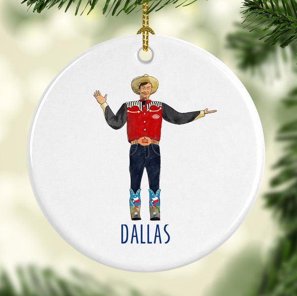 Iconic Dallas, Texas Big Tex Porcelain Ornament