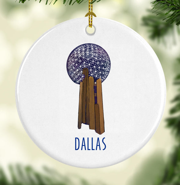Iconic Dallas, Texas Reunion Tower Porcelain Ornament