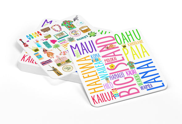 Iconic Hawaii Watercolor Paper Coasters - Set of 10