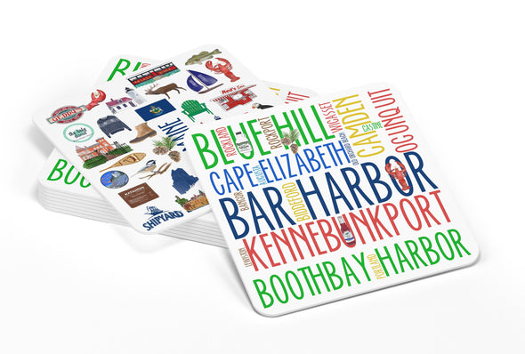 Iconic Maine Watercolor Paper Coasters - Set of 10