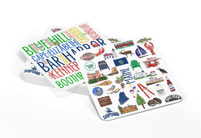 Iconic Maine Watercolor Paper Coasters - Set of 10