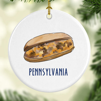Iconic Pennsylvania Cheesesteak Porcelain Ornament