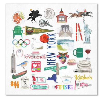 Iconic New York State Watercolor  Napkins