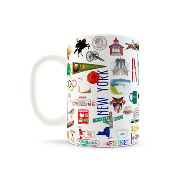 Iconic New York State Watercolor Ceramic Mug
