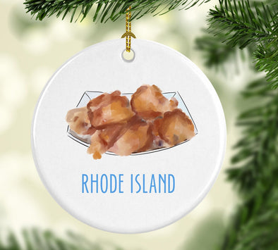 Iconic Rhode Island Clam Cakes Round Porcelain Ornament