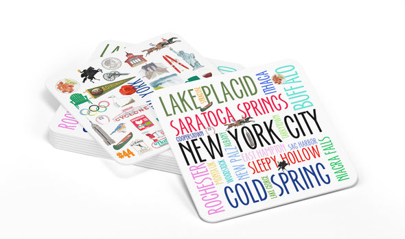 Iconic New York State Watercolor Paper Coasters - Set of 10