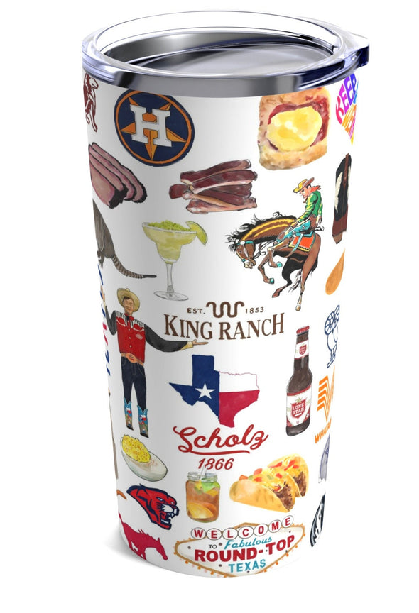 Iconic State of Texas Watercolor 20 ounce Stainless Steel Hot/Cold Cup