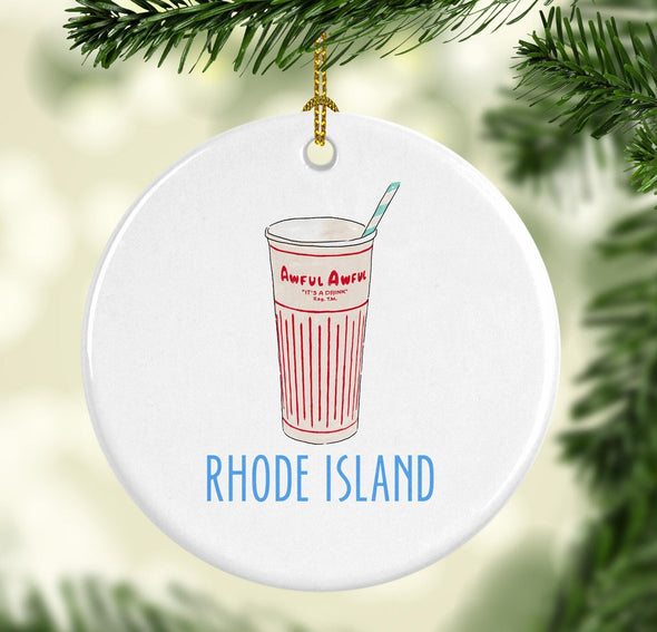 Iconic Rhode Island Awful Awful Round Porcelain Ornament