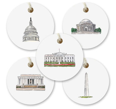 Iconic Washington DC Watercolor Gift Tags - Set of 10
