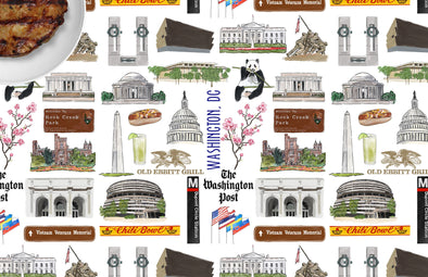 Iconic Washington, DC Watercolor Disposable Placemats - tear-away pad of 24