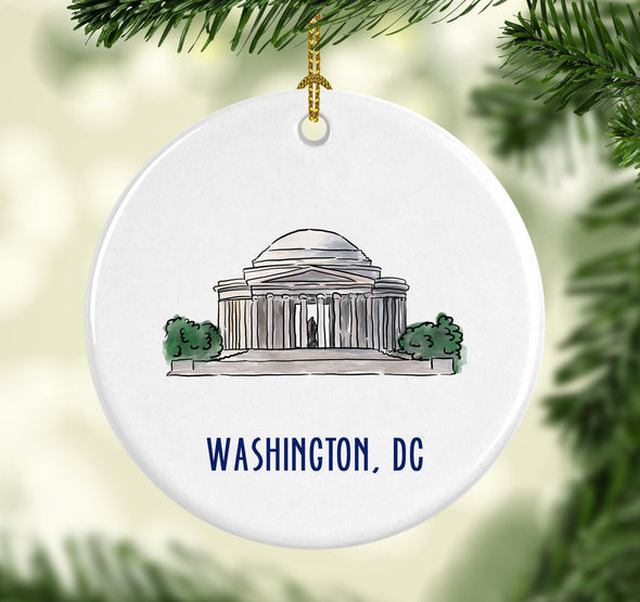 Iconic Washington DC Jefferson Memorial Porcelain Ornament