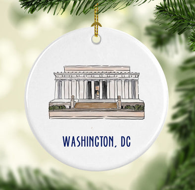 Iconic Washington DC Lincoln Memorial Porcelain Ornament