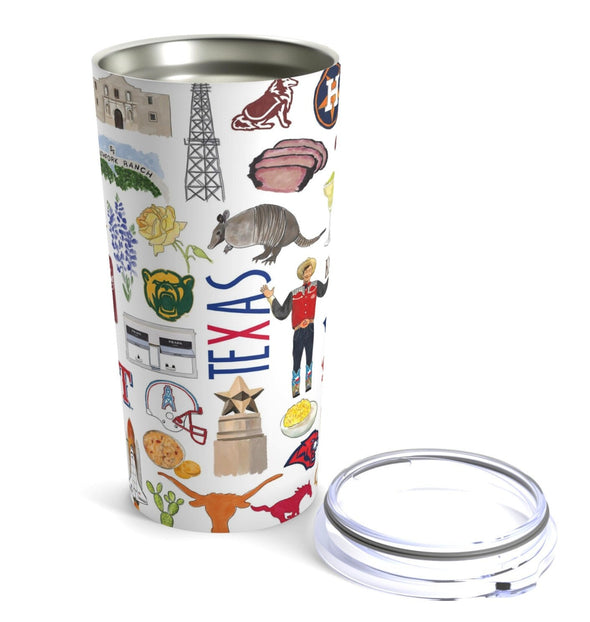 Iconic State of Texas Watercolor 20 ounce Stainless Steel Hot/Cold Cup