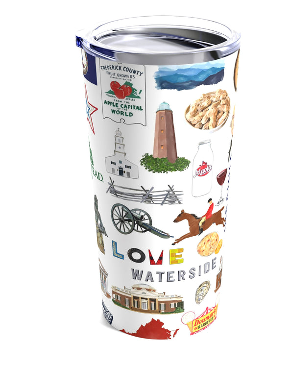 Iconic Virginia Watercolor 20 ounce Stainless Steel Hot/Cold Cup