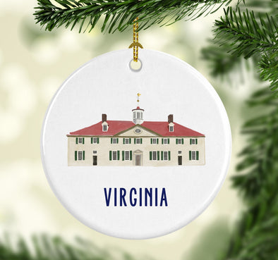Mount Vernon Round Porcelain Ornament
