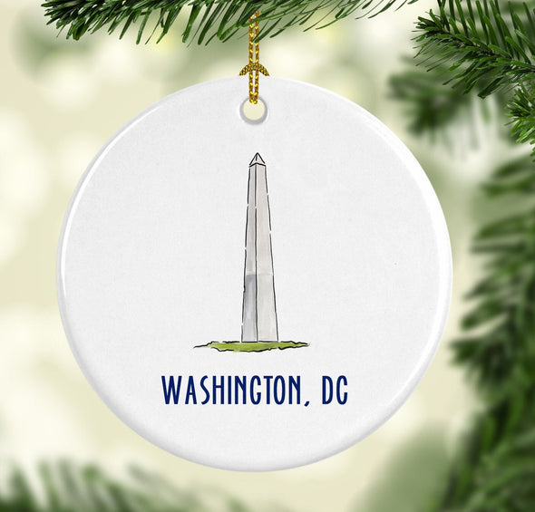 Iconic Washington Monument Porcelain Ornament