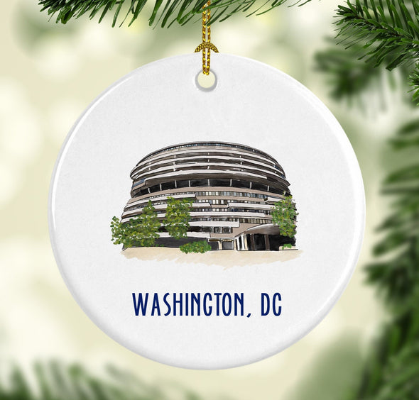 Iconic Washington DC Watergate Hotel Porcelain Ornament