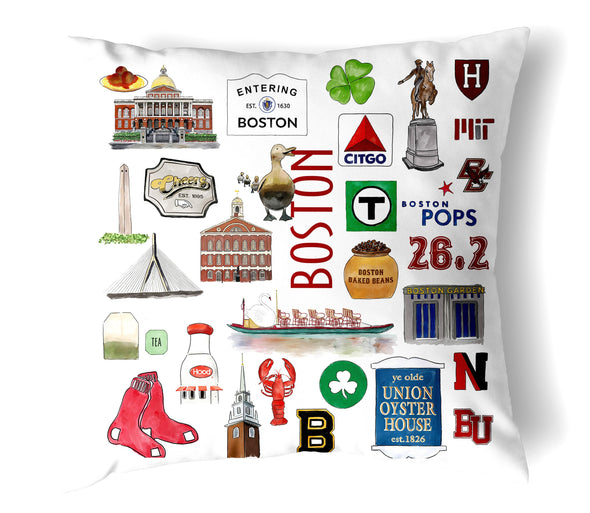 Reversible 18" Iconic Boston Throw Pillow