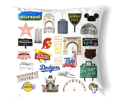 Reversible 18" Iconic Los Angeles Throw Pillow