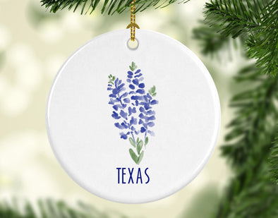 Texas Blue Bonnet Porcelain Ornament