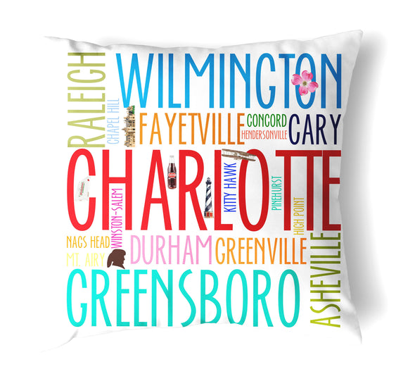 Reversible 18" Iconic North Carolina Throw Pillow