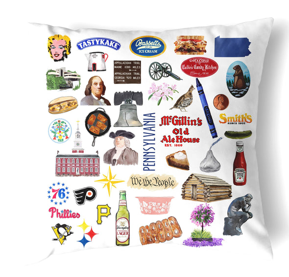 Reversible 18" Iconic Pennsylvania Throw Pillow