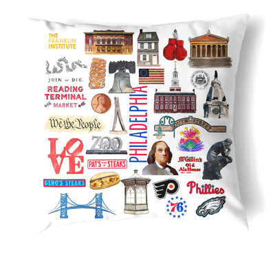 Reversible 18" Iconic Philadelphia Throw Pillow