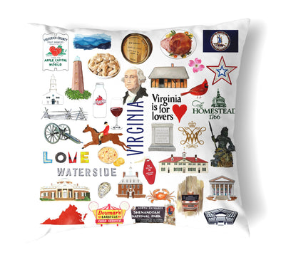 Reversible 18" Iconic Virginia Throw Pillow