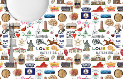 Iconic Virginia Watercolor Disposable Placemats - tear-away pad of 24