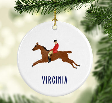 Virginia Fox Hunt Round Porcelain Ornament