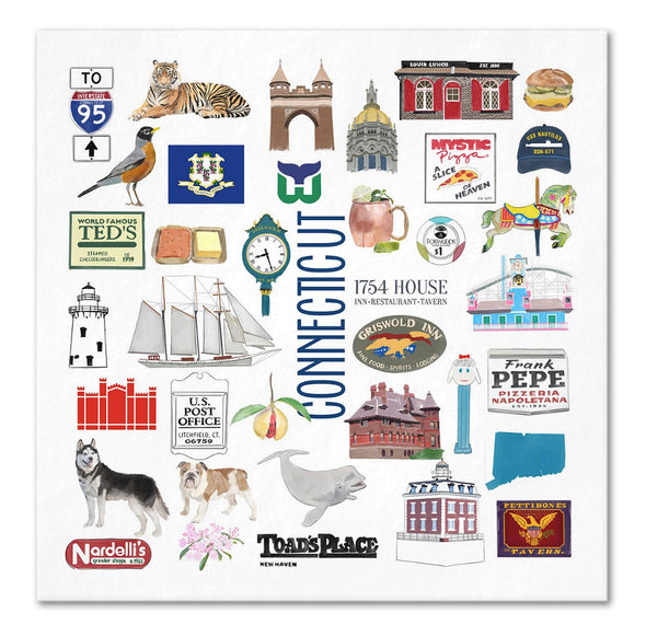 Iconic Connecticut Watercolor  Napkins