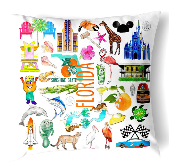 Reversible 18" Iconic Florida Throw Pillow